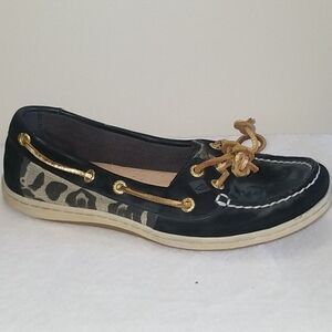 SPERRY TOP-SIDER BLACK & ANIMAL PRINT SHOES